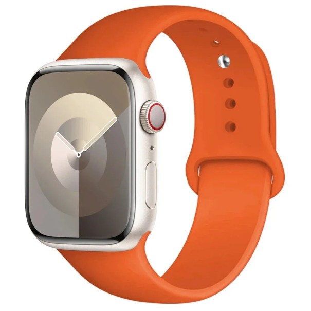 Silikonový řemínek pro Apple Watch Series 9 8 7 6 5 4 3 SE Ultra 2 49 mm – 42 – 44 – 45 mm S-M Vodotěsný pružný pásek z měkké pryže pro pohodlné každodenní nošení oranžová