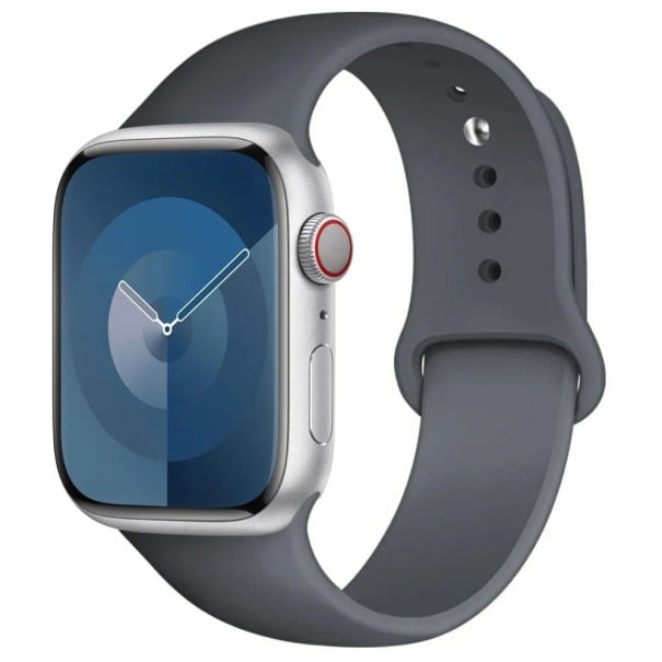 Silikonový řemínek pro Apple Watch Series 9 8 7 6 5 4 3 SE Ultra 2 49 mm – 42 – 44 – 45 mm S-M Vodotěsný pružný pásek z měkké pryže pro pohodlné každodenní nošení šedá