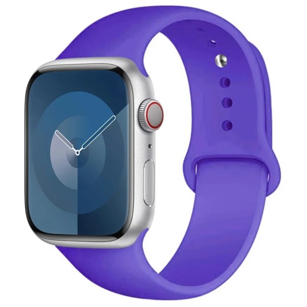 Silikonový řemínek pro Apple Watch Series 9 8 7 6 5 4 3 SE Ultra 2 49 mm – 42 – 44 – 45 mm S-M Vodotěsný pružný pásek z měkké pryže pro pohodlné každodenní nošení tmavě fialová