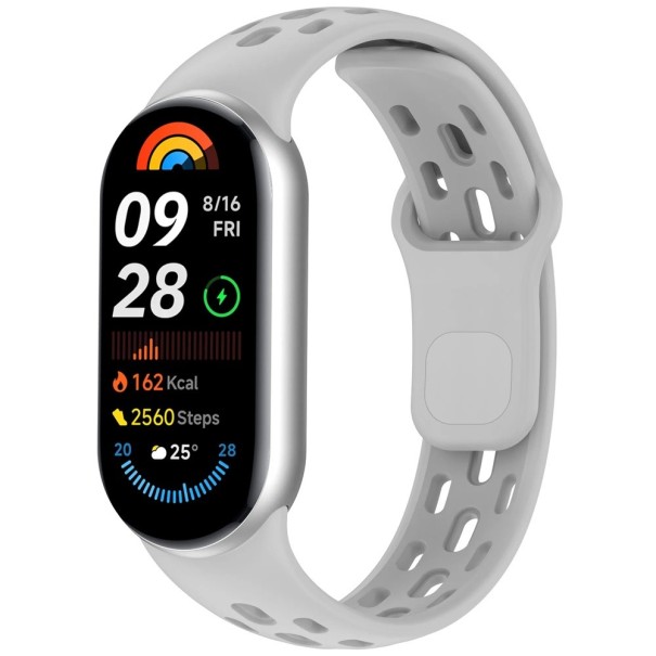 Silikonový řemínek pro hodinky Xiaomi Mi Band 8 Nastavitelný pohodlný sportovní náramek na zápěstí měkký odolný řemínek pro každodenní nošení šedá