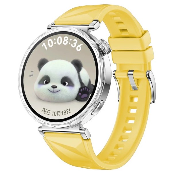Silikonový řemínek pro Huawei Watch GT 5 46 mm Bezpečná kovová spona Prodyšný měkký odolný náhradní pásek pro sportovní aktivity i každodenní nošení žlutá