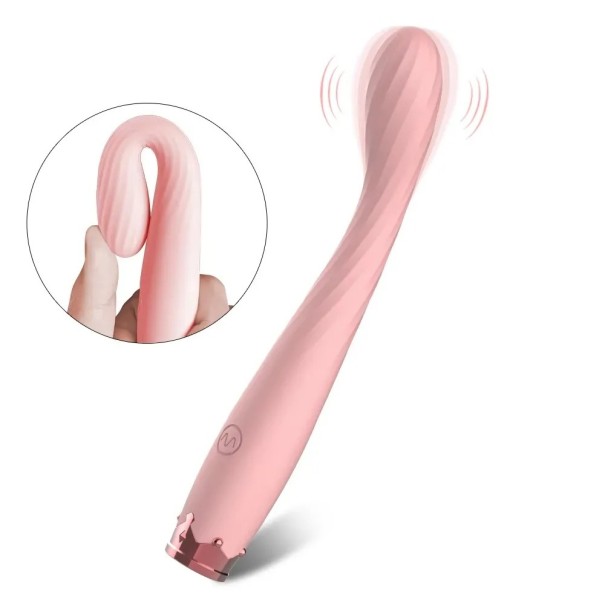 Silikonový vibrátor 17,5x2 cm s realistickou hlavou a přizpůsobivým tělem s 10 vibračními módy a nabíjením přes USB diskrétní balení růžová