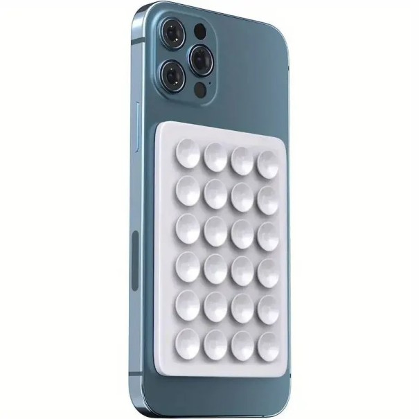 Silikonowy uchwyt na telefon z przyssawką 8 x 5,5 cm Antypoślizgowy, jednostronny, ścienny, samoprzylepny, do domu i biura, do samochodu biały