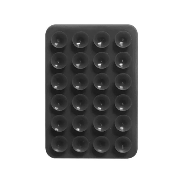 Silikonowy uchwyt na telefon z przyssawką 8 x 5,5 cm Antypoślizgowy, jednostronny, ścienny, samoprzylepny, do domu i biura, do samochodu czarny
