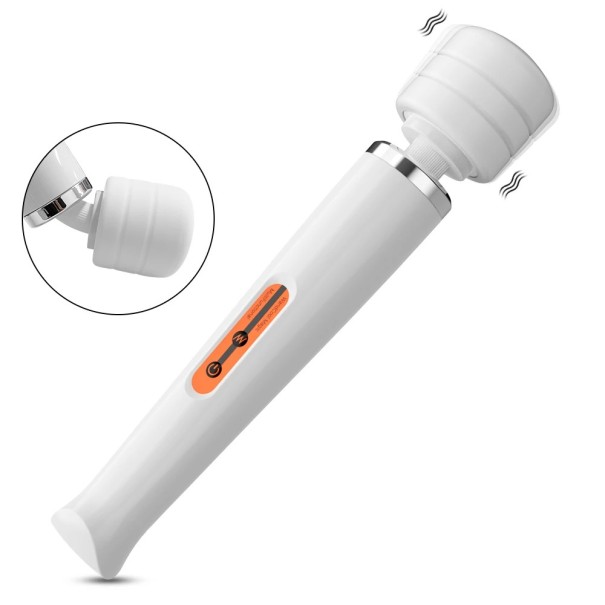 Silikonowy wibrator Magic Wand z 10 trybami wibracji i ładowaniem przez USB do masażu całego ciała, dyskretne opakowanie biały