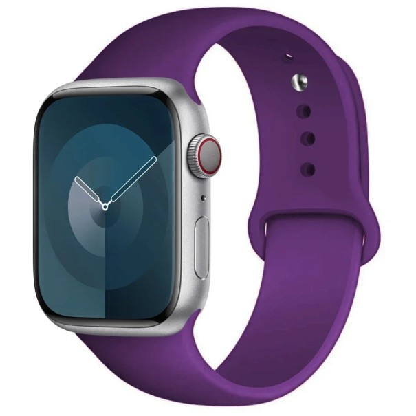 Silikonrem för Apple Watch Series 9 8 7 6 5 4 3 SE Ultra 2 49 mm – 42 – 44 – 45 mm S-M Vattentålig flexibel rem av mjuk gummi för bekväm vardagsanvändning Deep purple