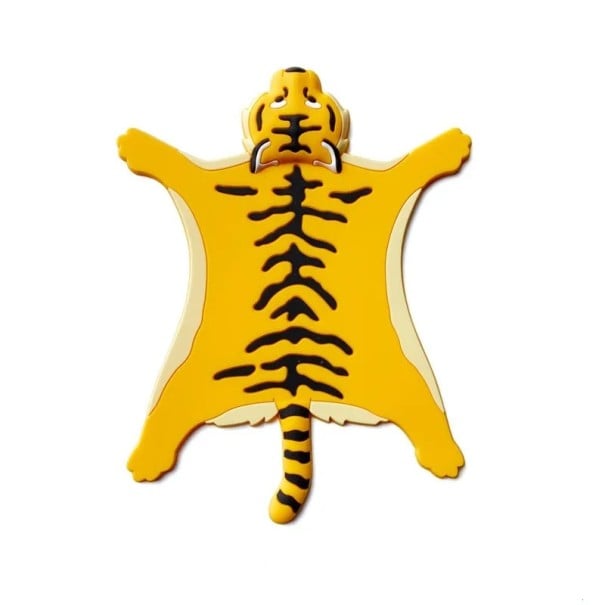 Silikonunderlägg för mugg med tigermotiv halkfritt värmebeständigt isolerat underlägg 11,5 × 15,5 cm silikonunderlägg för köket gul