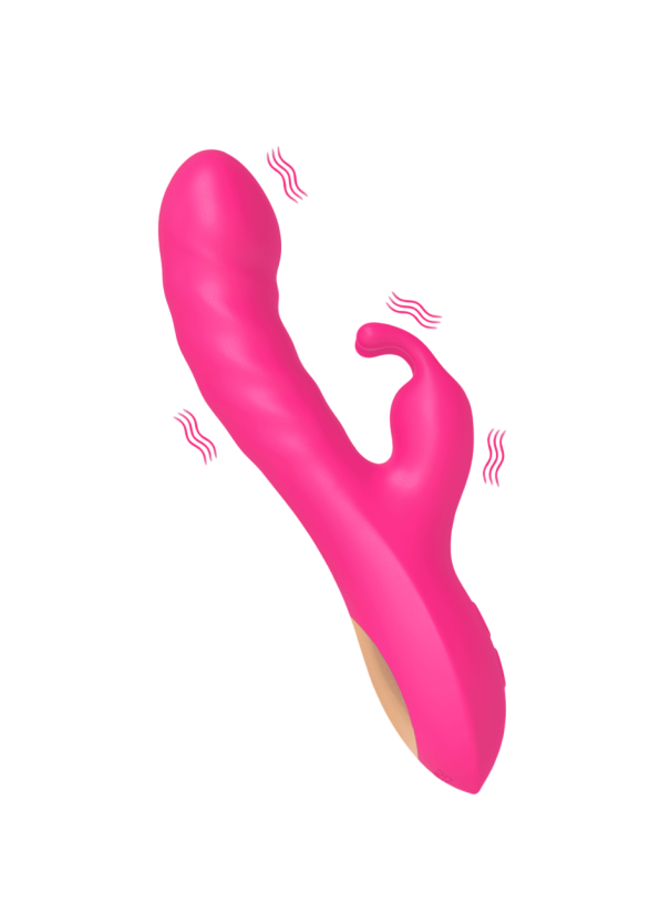 Silikonvibrator 20,5 cm med kaninhuvud, dubbelsidig, 10 vibrationslägen, diskret förpackning