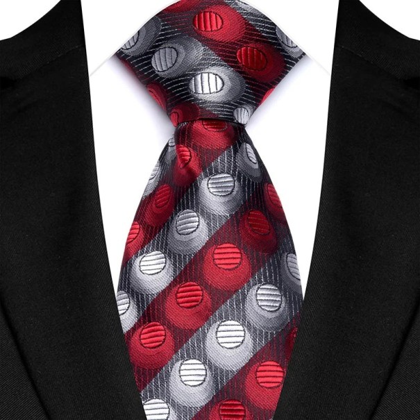 Silk Red Tie with Stripes 145 x 8 cm Quality Silk Business and Social Events Luxury Men's Tie Elegant Accessory 1