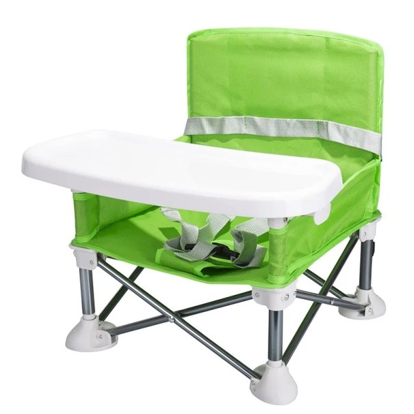 Silla infantil plegable portátil 30x31x37 cm Silla de comedor de plástico con asiento elevador Adecuada para viajes, exteriores y para comer Mobiliario infantil verde