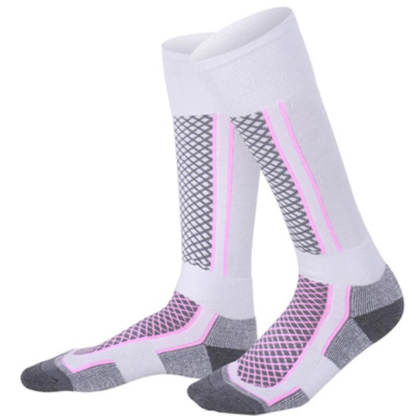 Silné lyžiarske ponožky pre mužov aj ženy Vysoké elastické termo ponožky Zimné ponožky s absorbciou vlhkosti biela