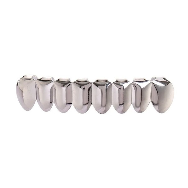 Silver-Plated Hip Hop Dental Grills 7.2x1.2 cm Upper Grillz with Silicone Insert Shiny Tooth Jewellery Fashion Accessory for Men and Women 1