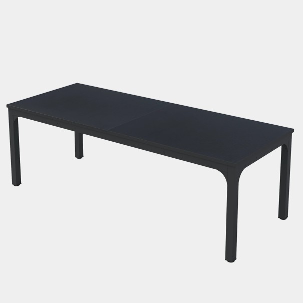 Single-Coloured Office Desk 199 cm Top and Legs in the Same Shade Workstation for Two People on Square Legs Load Capacity up to 90 kg black