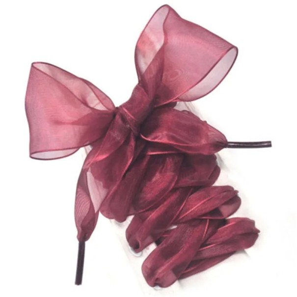 Sireturi din nailon 120 cm Panglica plata cu luciu satinat Sireturi decorative la moda pentru adidasi, balerini si pantofi eleganti burgundy