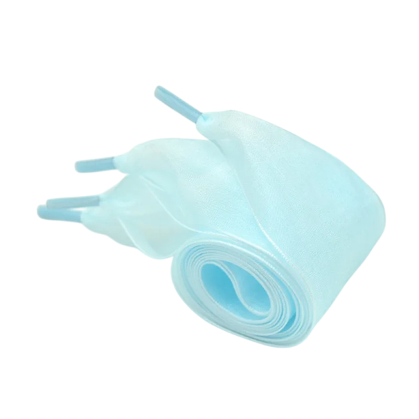 Sireturi din sifon transparent 180 x 4 cm Sireturi plate late din matase Panglici lungi de moda pentru pantofi sport si pantofi inalti albastru deschis