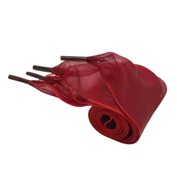 Sireturi din sifon transparent 60 x 4 cm Sireturi plate late din matase Panglici scurte de moda pentru balerini si pantofi eleganti burgundy