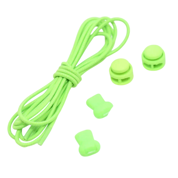 Sireturi elastice rotunde 100 cm 1 pereche Lățime 0,3 cm Fără legare Sistem de închidere Cordon elastic rezistent cu clips de calitate verde neon