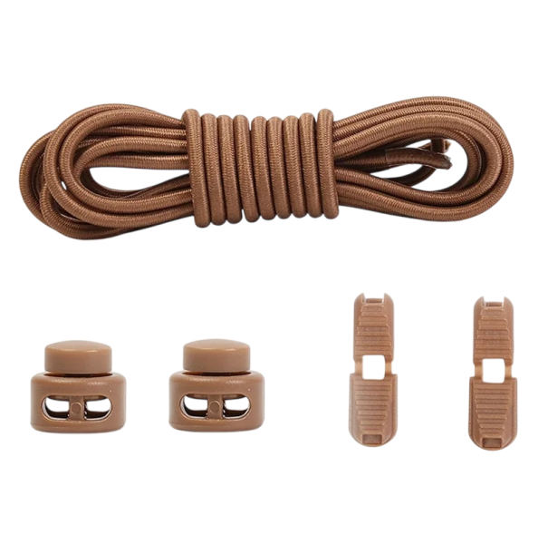 Sireturi rotunde fara legare 100 cm Sireturi elastice cu catarama din plastic 2 cleme si nasturi Sireturi sportive confortabile maro