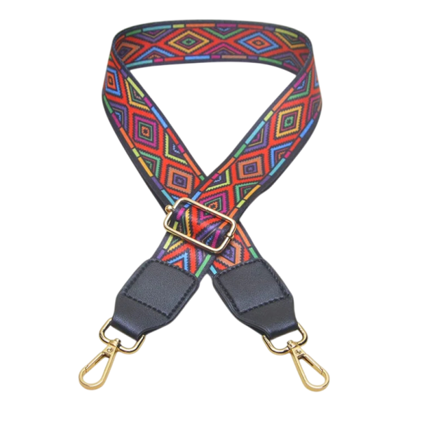 Široký nastaviteľný popruh na kabelku 73–130 x 3,8 cm Ornamentálny geometrický vzor Ramenný textilný popruh na tašku Náhradný crossbody modrá
