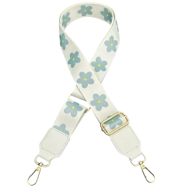 Široký popruh na kabelku 73–130 x 3,8 cm Nastavitelný ramenní popruh s velkými květinami Náhradní popruh na tašku Crossbody popruh na kabelku modrá