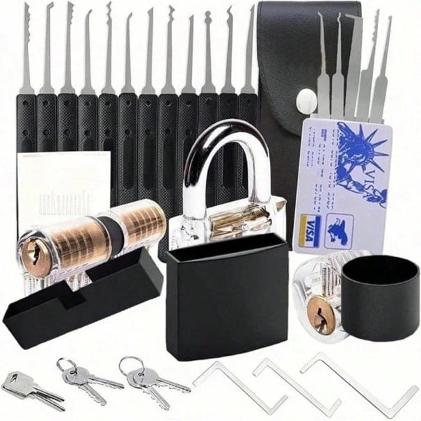 Sistem de unelte pentru repararea încuietorilor 36 de piese din oțel inoxidabil cu încuietoare de antrenament și geantă de unelte pentru servicii de încuietori cilindrice