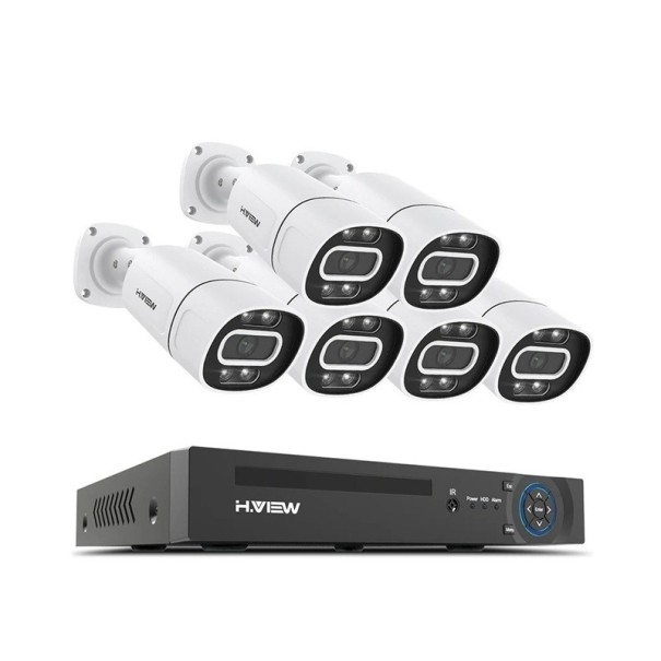 Sistema de câmaras de segurança 8MP 6 câmaras 90° kit de vigilância aplicação móvel XMEye Pro branco para monitorização de casa, empresa e arredores 1