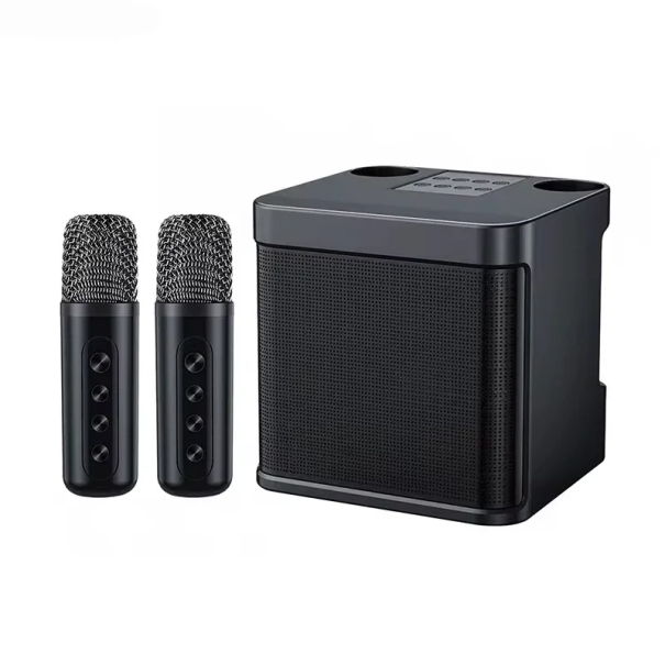 Sistema de karaoke portátil Bluetooth com microfone duplo 25W HIFI Altifalante Festa em Casa KTV Extra Bass Estéreo 3000mAh AUX Sem Fios preto