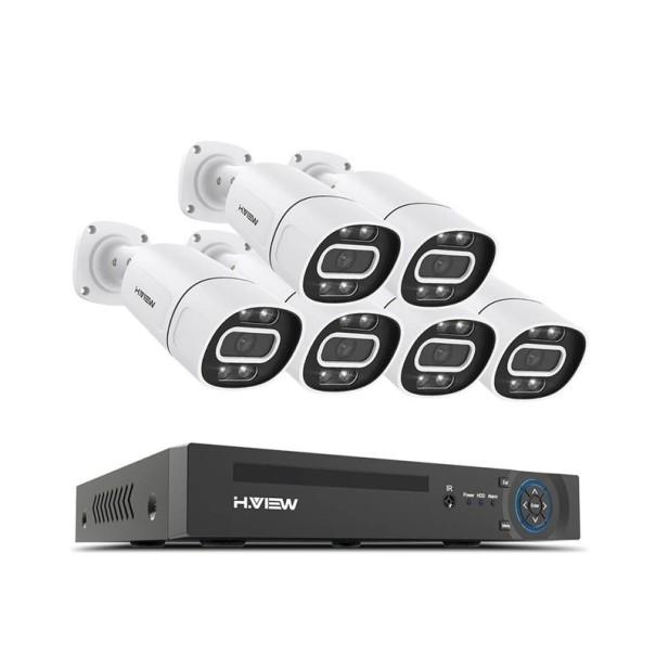 Sistema di telecamere di sicurezza 5MP con 6 telecamere set di monitoraggio a 90° applicazione mobile XMEye Pro bianco per il monitoraggio di case e aziende 1