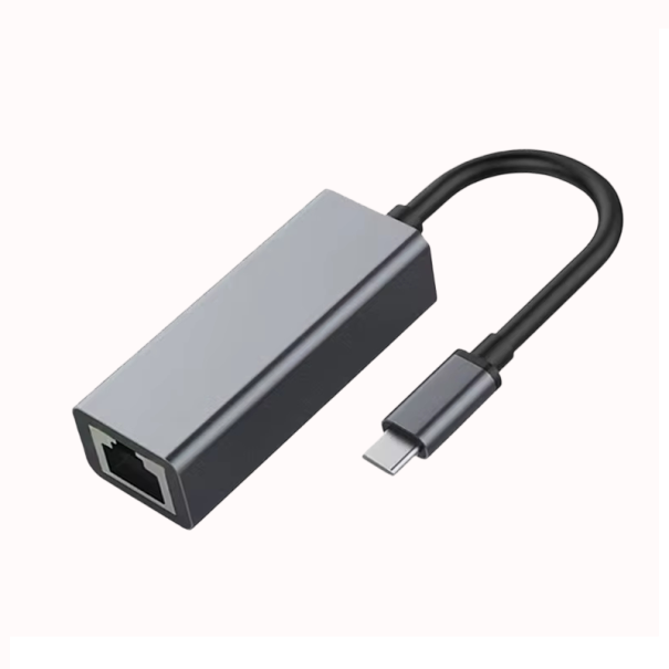 Síťová karta USB-C na RJ45 1000Mbps LAN převodník externí Ethernet adaptér IEEE standardy šedé provedení pro notebook PC 1