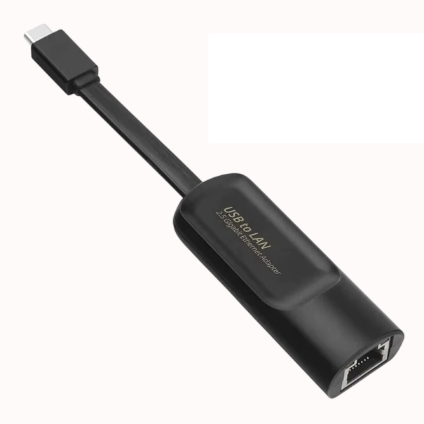 Síťový převodník USB-C na RJ45 2500Mbps LAN adaptér externí Ethernet karta Plug & Play černé provedení pro notebook PC 1