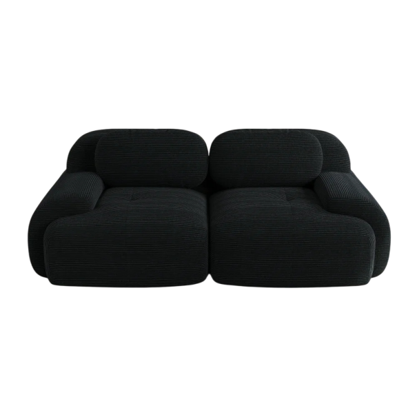 Sitzbank 208 x 70 x 103 cm zweisitzige Couch komfortabler moderner gepolsterter Sitz mit Rückenlehne für das Wohnzimmer für Erwachsene schwarz