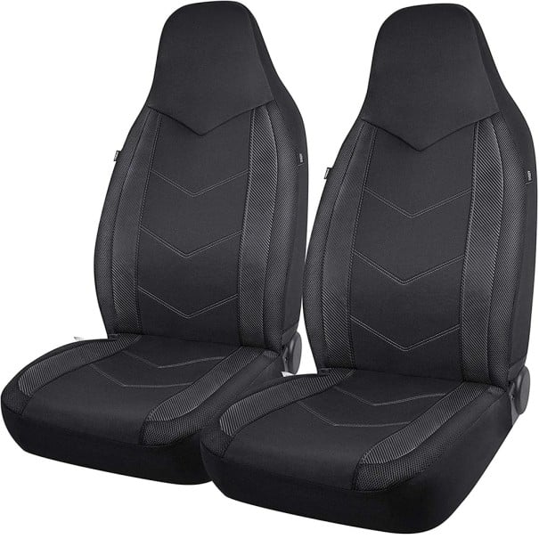 Sitzbezüge 2 Stück, kompatibel mit PKW, SUV, Lkw, Vans, Polyester schwarz