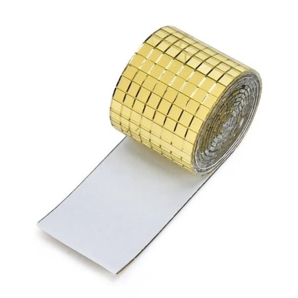 Självhäftande plattimitationsglas 4 x 30 cm akryl dekorativt väggband med glanseffekt för kök och badrum guld