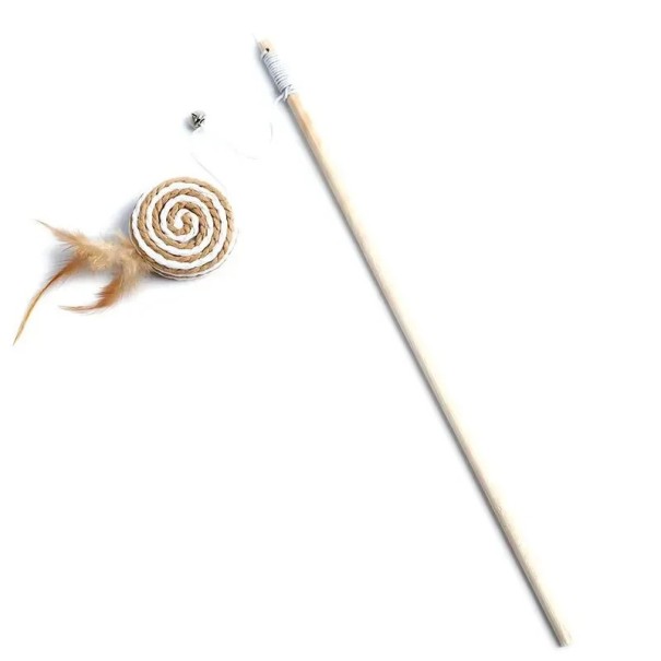 Škádlítko pre mačky 40 cm Drevená tyčka s gumou a perím Interaktívna hračka pre mačky Prívesky kura myš špirála loptička balón 5