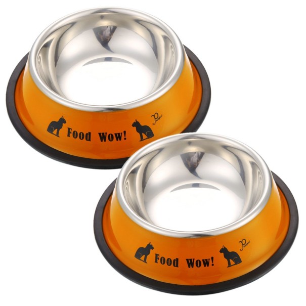 Skål i rustfrit stål til hunde og katte orange