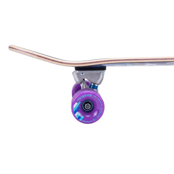 Skateboard avec motif animal 77,6 cm 30,54 pouces Planche en bois multicouche avec kicktail Roues violettes et impression bleue Pour rouler en ville 1