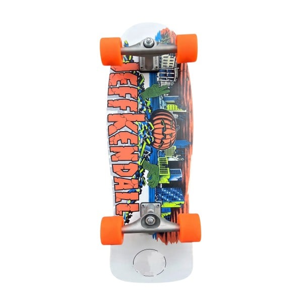 Skateboard con ruote arancioni e stampa di zucca 76,5 cm 30,12 pollici Tavola in legno multistrato con kicktail Bianco-arancione Per la guida in città 1