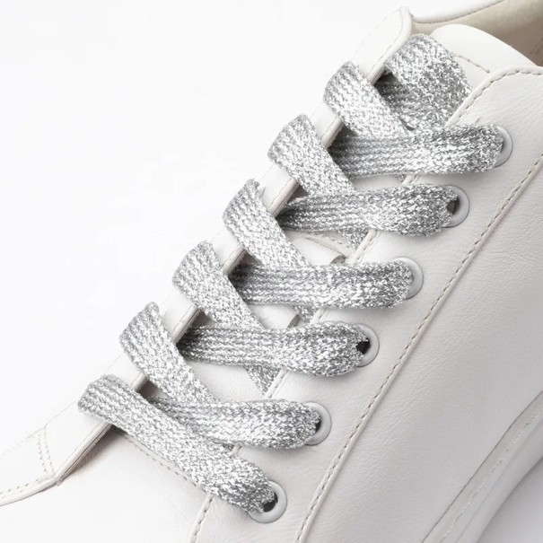 Skinnende flade snørebånd 120 cm 1 par glitter snørebånd til stilfulde sneakers modetilbehør skinnende snørebånd streetwear sko sølv