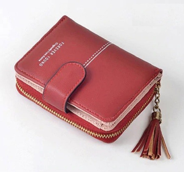 Skinnplånbok för kvinnor liten M246 röd Skinnplånbok för kvinnor liten M246 röd