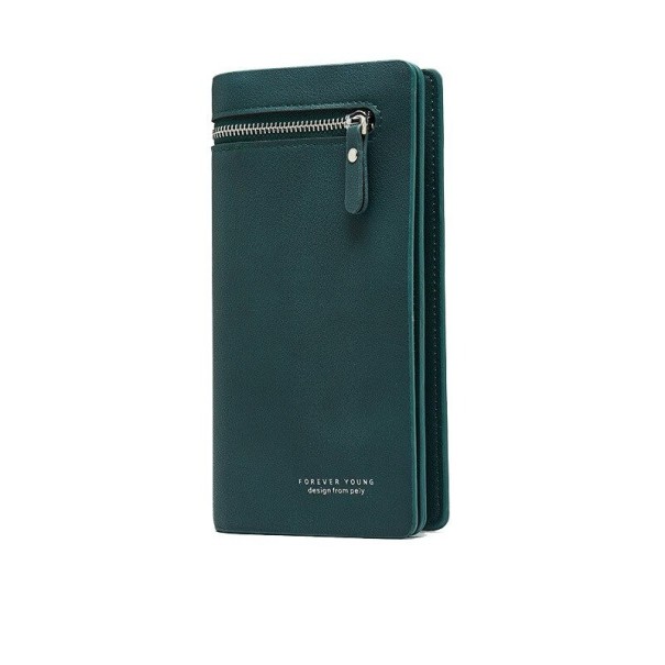 Skinnplånbok för kvinnor med dragkedja M136 mörkgrön Skinnplånbok för kvinnor med dragkedja M136 mörkgrön