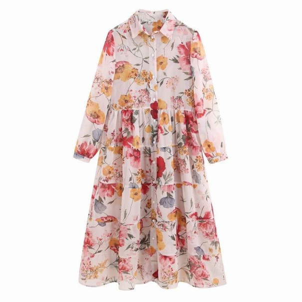 Skjortekjole med blomster L