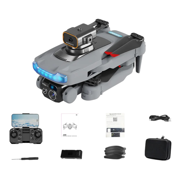 Skladací dron s 8K HD prednou kamerou GPS WiFi Aplikácia Ovládanie Vyhýbanie sa prekážkam Bezkomutátorový motor Puzdro 21,5 x 17 x 8 cm 2,7 km sivá