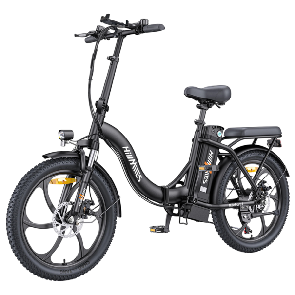 Skládací elektrické kolo 250 W Rychlost 25 km/h Dojezd 80 km Odnímatelná baterie 36 V 13 Ah Kotoučové brzdy 7 rychlostí Nosnost 120 kg černá