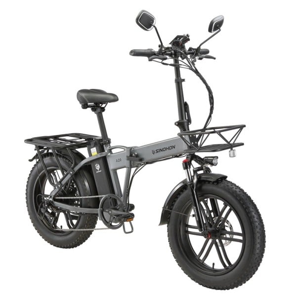 Skládací elektrokolo A20 s hrubými pneumatikami 20" × 4,0, motor 1000 W, vyjímatelná batéria 48V 18Ah sivá