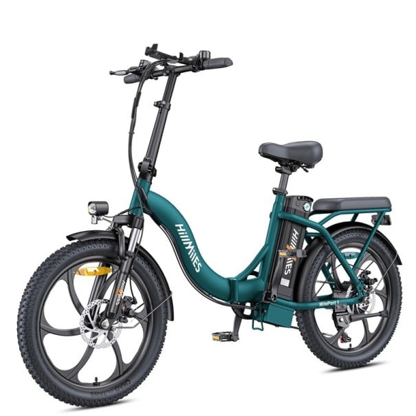Skládací elektrokolo HillMiles MilePort 1, motor 250W, baterie 36V 13Ah, dojezd 100 km, 20×3.0 fat pláště, 7 rychlostí, kotoučové brzdy zelená