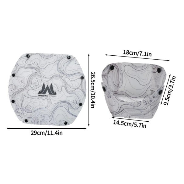 Skládací kempingová miska 18 x 14,5 x 9,5 cm Rozložená 29 x 26,5 cm Polypropylen Potisk vrstevnicové mapy Bílá Na kempink a piknik 1