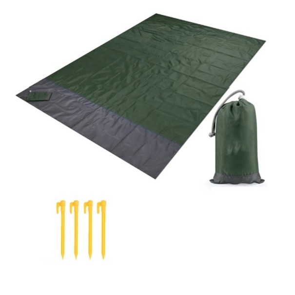 Skládací pikniková deka tmavě zelená 200 cm x 210 cm