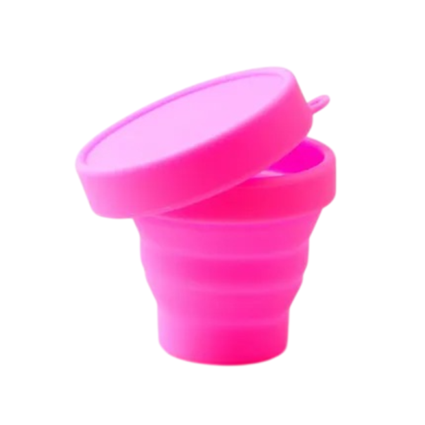 Skládací silikonový menstruační kalíšek 170 ml 80 x 73 mm tepelně odolný silikon hygienická pomůcka pro použití během menstruace růžová