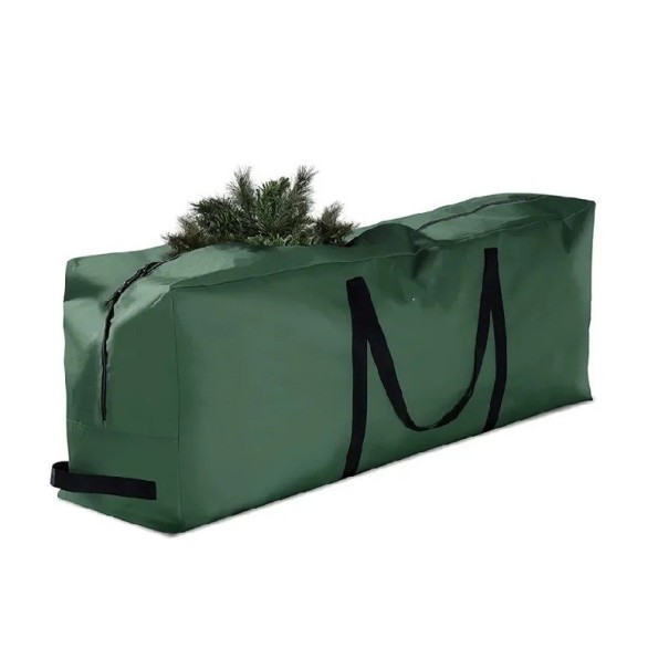 Skládací taška na vánoční dekorace a věnce 122x51x38 cm oxfordská tkanina 210D úložný obal se zipem a popruhy pro skladování zelená