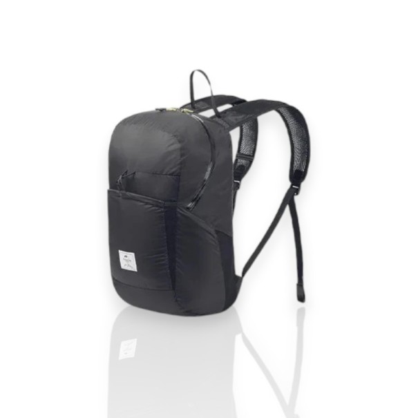 Skládací turistický batoh 22 l 42 x 26 x 20 cm Ultralehký a vodotěsný Nylon se silikonovou úpravou Unisex Na cestování a turistiku černá